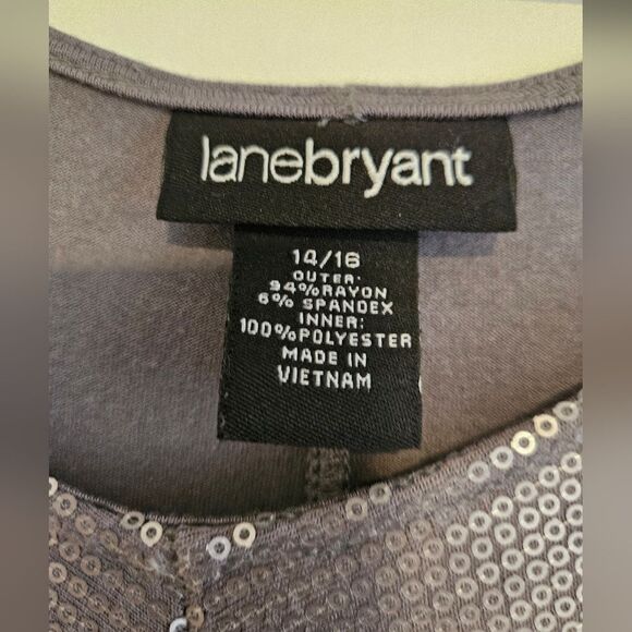 Silver metallic and grey dress fits womens XL stretchy midi NWT - Picture 2 of 3